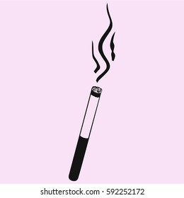 lit cigarette vector silhouette isolated