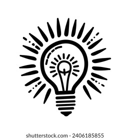 Lit Electric  Light bulb illustration Isolated On White Background - Vector