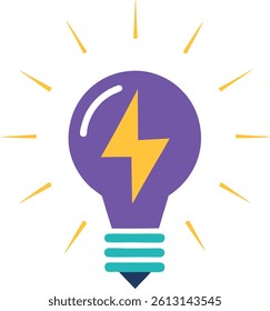 Lit electric light bulb illustration with a burning flame inside