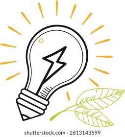 Lit electric light bulb illustration with a burning flame inside