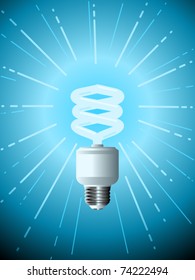 A Lit Energy Efficient Flourescent Light Bulb