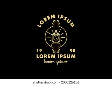 lit lantern line art with lorem ipsum text design