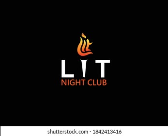 Lit letter with fire symbol logo