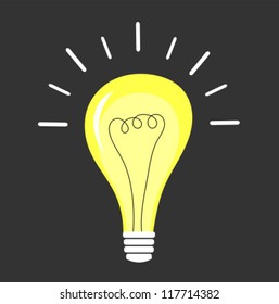 Lit light bulb - vector illustration