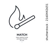 Lit match editable stroke outline icon isolated on white background flat vector illustration. Pixel perfect. 64 x 64.