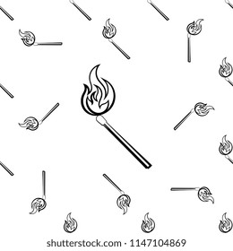 Lit Matchstick, Burning Matchstick Seamless Pattern Vector Art Illustration