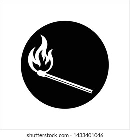 Lit Matchstick, Burning Matchstick Vector Art Illustration
