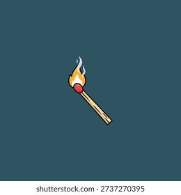 A lit up matchstick in flame icon flat vector design.