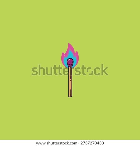 A lit up matchstick in flame icon flat vector design.