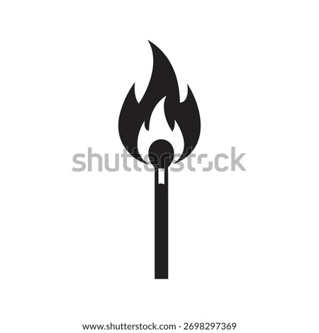 Lit matchstick icon with a flame representing a new idea inspiration and the start of something or a symbol of fire and heat energy