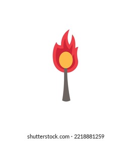 Lit Matchstick Icon Vector Image White Background