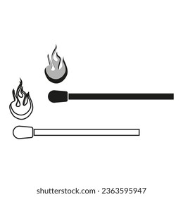 Lit matchstick icons. Burning matchstick sign. Vector illustration. EPS 10.