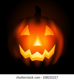 Lit pumpkin carved with traditional face (contains gradient mesh)