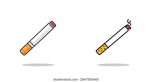 Ilustração de Comparação de Cigarros Acesa vs. Sem Luz