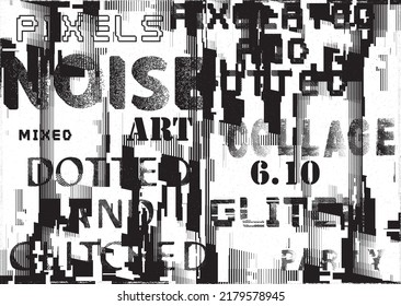 forma geométrica distorsionada de límites. Logo destruido por ruido. Formas de error de defecto de moda . Marco brillante. Grunge texturado. Efecto perturbado .Formas vectoras con una textura de impresión de pantalla de puntos de medio tono.