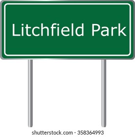 Litchfield Park, Arizona , road sign green vector illustration, road table, USA city