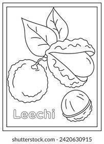 Litchi coloring page design in hand drawn vector 