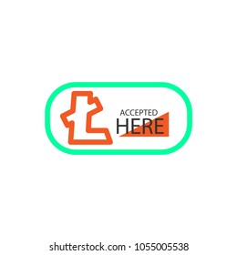 Lite coin accepted here icon vector