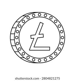 Lite coin icon with white background vector stock illustration