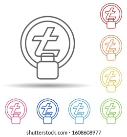 lite coin, lock multi color style icon. Simple thin line, outline vector of cryptocurrency icons for ui and ux, website or mobile application