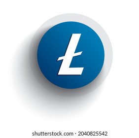 Lite coin logo on round button with shadow EPS10