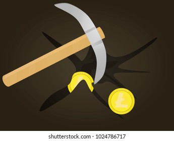 Lite coin mining. vector illustration