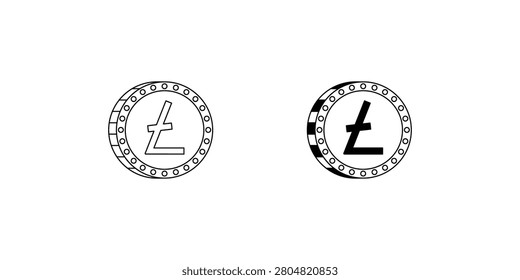 Lite coin set icon with white background vector stock illustration