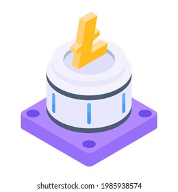 Lite coin technology vector, editable isometric icon 