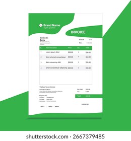 Lite green colored invoice design
