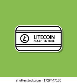 Litecoin akzeptierte Aufkleber-Symbol. Einfache dünne Linie, Konturvektor für Bitcoin Blockchain Icons für ui und ux, Website oder mobile Anwendungen