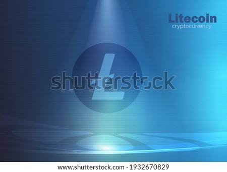 Litecoin background cryptocurrency, modern glowing bright lights blue vector
