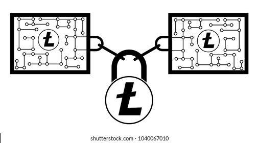 litecoin block chain technology icon,vector disign,disign concept on a white background ,interlocking the blocks with each other using the lock code