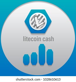 Litecoin cash. Crypto currency sign emblem with a bar graph. Use for logos, print products, page, design web site and mobile app. Vector illustration.