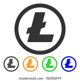 Litecoin Coin icon. Vector illustration style is a flat iconic litecoin coin symbol with gray, green, blue, yellow color variants. Designed for web and software interfaces.