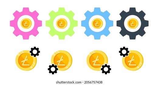Litecoin, coin, money color vector icon in gear set illustration for ui and ux, website or mobile application