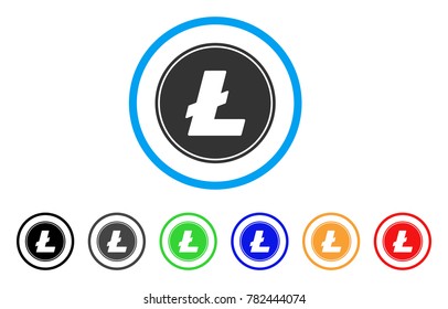 Litecoin Coin rounded icon. Style is a flat grey symbol inside light blue circle with additional color variants. Litecoin Coin vector designed for web and software interfaces.