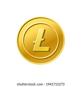 Litecoin crypto currency. Golden litecoin coin icon isolated on white background