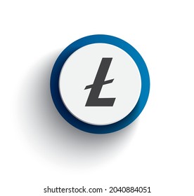 litecoin crypto currency on round button with shadow eps 10