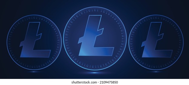 Litecoin Crypto Currency Symbol And Logo In Blue Techno Theme Coin Styles Vector Background 