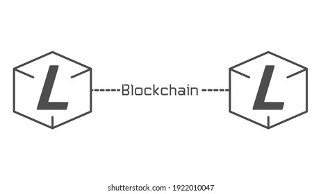 Litecoin cryptocurrency blockchain icon. Isolated on white.