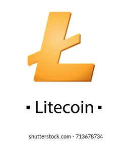 Litecoin cryptocurrency golden icon. Vector illustration isolated on white background.