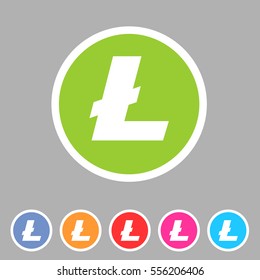 Litecoin cryptocurrency icon flat web sign symbol logo label set