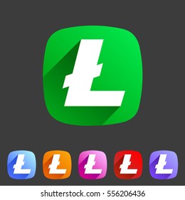 Litecoin cryptocurrency icon flat web sign symbol logo label set