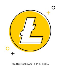 litecoin cryptocurrency thin line icon in yellow circle on white background. trendy financial flat vector illustration easy to edit and customize. eps 10