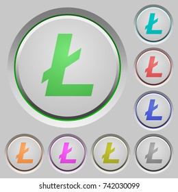 Litecoin digital cryptocurrency color icons on sunk push buttons