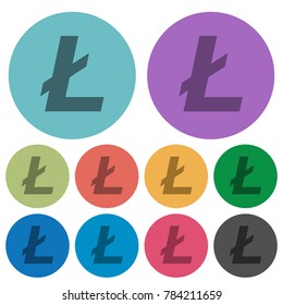 Litecoin digital cryptocurrency darker flat icons on color round background