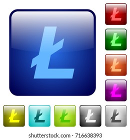 Litecoin digital cryptocurrency icons in rounded square color glossy button set