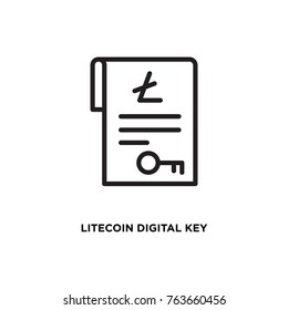 Litecoin digital key vector icon, mining symbol. Modern, simple flat vector illustration for web site or  mobile app