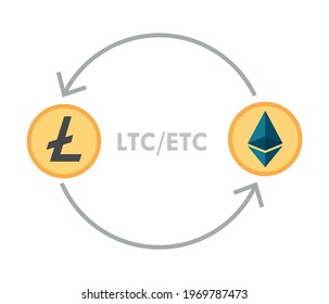 Litecoin and ethereum currency exchange vector. Cryptocurrency market.