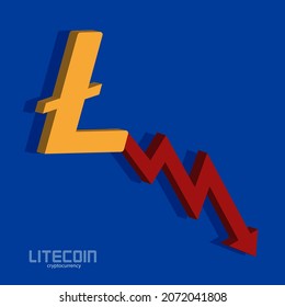Litecoin and graf bearish icon, background money vector